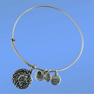 Alex and Ani Silver Ivy Charm Expandable Bangle Bracelet